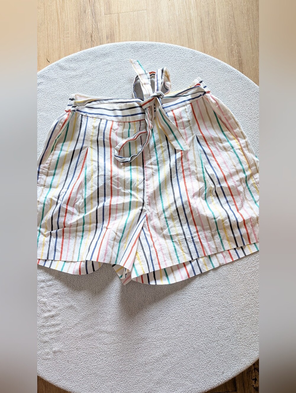 J. Crew White Multicolor Stripe Tie-Waist Bermuda Shorts